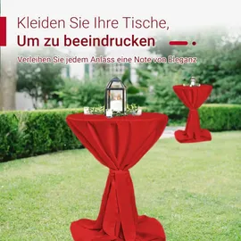 TexDeko Stehtischhusse Premium Rot Ø 80cm mit Schleifenband