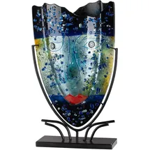 GILDE GLAS art Glas Art Bodenvase Magic aus Glas - oval - blau - Höhe 49cm x Breite 30cm - Nicht wasserdicht - handbemalt