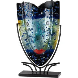 GILDE GLAS art Glas Art Bodenvase Magic aus Glas - oval - blau - Höhe 49cm x Breite 30cm - Nicht wasserdicht - handbemalt