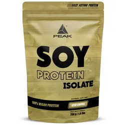 PEAK Soja Protein Isolat - 750g - Geschmack Iced Coffee I 25 Portionen I Pulver I Proteinquelle: Soy, pflanzliches Eiweiß I GMO - free I hoher EAA Gehalt I Muskelaufbau I glutenfrei 750 g