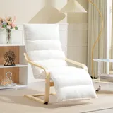 Schaukelsessel Aus Polyester In Weiß Mit Verstellbarem Fußteil, 67 X 93-114 X 105 Cm