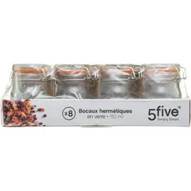 5five simply smart Glas mit Deckel und Clip, 150 ml, 8 Stück