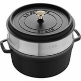 Staub Cocotte Bräter Kochtopf rund mit Dämpfeinsatz Schwarz 26 cm 4,6l Gusseisen