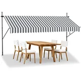 LZQ Klemmmarkise Balkon, Markise Einziehbar Manuell, Handkurbel, höhenverstellbar, UV-beständig, ohne Bohren, 100% Polyester, Grau-weiße, 350x120cm