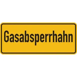 Hinweisschild, Gasabsperrhahn, 100x240mm, Folie/Aluminium - 240x100 mm Folie selbstklebend