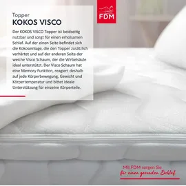 Fdm Topper 200 x 200 cm Matratzenauflage mit Kokos Visco-Schaum 7 Zonen Höhe ca 6 cm H2 H4 Matratzenschoner Premium Bezug