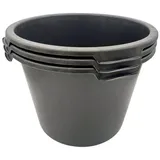 BURI Mörtelkübel 3x Mörtelkübel rund 40 Liter Pflanzkübel Baueimer Mörtelwanne Kübel, (3-tlg) schwarz