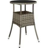 vidaXL Gartentisch Ø 60 x 75 cm Hartglas und Poly Rattan Grau