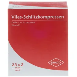 Schlitzkompressen Vlies 7,5x7,5cm 4fach steril