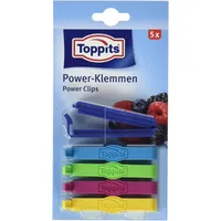 Toppits Verschlussclips Power-Klemmen (7 cm Länge) mehrfarbig, 5 St.