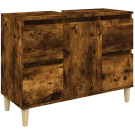 vidaXL Waschbeckenunterschrank Räuchereiche 80x33x60 cm Holzwerkstoff