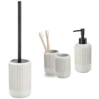 Zeller 4-teiliges Badaccessoire-Set - Zement Hellgrau