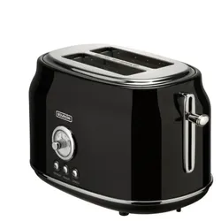 BOURGINI - Retro-Toaster mit Thermometer. Heizfunktion, Abtauen, Stopptaste, 815W, Farbe schwarz