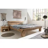 Balkenbett Futonbett Bett BERT 180x200cm Massivholz Wildeiche geölt