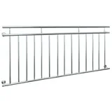 ECD Germany Französischer Balkon 90x184 cm mit 14 Füllstäben, Silber glänzend, aus Edelstahl, Balkongeländer Stabgeländer Balkonbrüstung Balkongitter