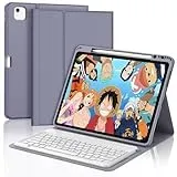 FOGARI Tastatur Hülle für iPad Air 13 (M3) 2025/iPad Air 13 (M2) 2024, iPad Pro 12.9 6./5./4./3. Gen, Deutsches QWERTZ, Magnetische Bluetooth Abnehmbar Tastatur, Lavendel lila