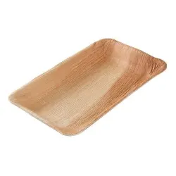 Greenbox Palmware® Teller, tief, rechteckig, Tiefe Einwegteller für den Einsatz bei Events, Caterings und Foodtrucks, 1 Karton = 8 Packungen à 25 Stück, Maße (L x B): 25 x 15 cm