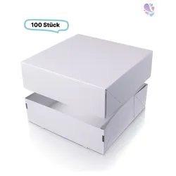 Tortenkarton eckig groß, 100 Stück, 328x328x108mm, Transportbox, biologisch abbaubar, kompostierbar, recycelbar