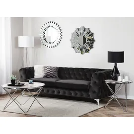 Beliani Couch Samtstoff 3-Sitzer Schwarz