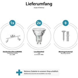 ledscom.de LUNARA 2-flammig Edelstahl chrom matt