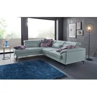sit&more Ecksofa Percy L-Form, 15 cm Fußhöhe, Sitztiefenverstellung, wahlweise in 2 Fußfarben blau