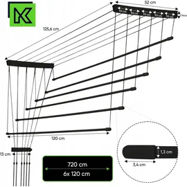 Kadax Deckenwäschetrockner, Wäschetrockner für die Decke 6, 6x120/schwarz