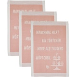 ROSS Geschirrtuch »Manchmal hilft ein Törtchen mehr als tausend Wörtchen«, (Set, 3 tlg.), rosa