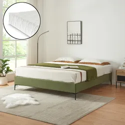 Doppelbett Lilla mit Matratze Cord 180x200 cm Grün