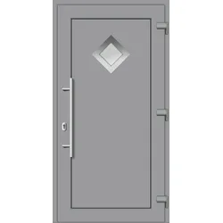 Aluminium-Kunststoff Haustür "CAROLINE" 74 mm Maßanfertigung Silbergrau RAL 7001 außen öffnend DIN rechts