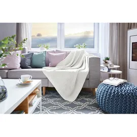 Hahn Haustextilien Strickdecke 130 x 170 cm Weiß/Beige