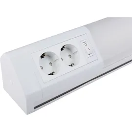 Heitronic Lichtleiste "Bonn", silber (silberfarben), 1, H: 8,5cm, 1 Stk., Leuchten, Küchenlampe,Küchenbeleuchtung,+ zwei Steckdosen, integrierter Schalter