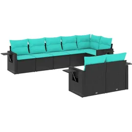 vidaXL Gartensofa-Set mit Kissen, schwarzes Polyrattan