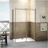 Eckeinstieg Schiebetür 120X195cm mit Seitenwand: 100x90x195cm 8mm nano esg Duschkabine Duschabtrennung Echtglas Duschtür Dusche Glastür