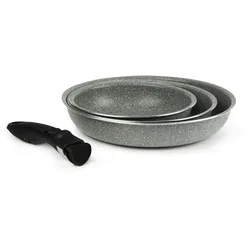 Excelsa Set 3 Pfannen Country Rock Aluminium Grau