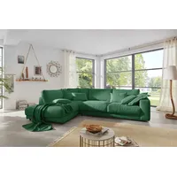 KAWOLA Sofa MADELINE Ecksofa Cord smaragd Recamiere links