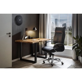 SalesFever Bürostuhl | Bezug Kunstleder | Gestell Chrom | runde Armlehnen | höhenverstellbar | B 66 x T 74 x H 118 cm | schwarz