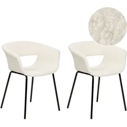 Esszimmerstuhl 2er Set ELMA Bouclé Cremeweiß