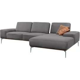 W.Schillig Ecksofa "run, Designsofa mit tollem Sitzkomfort, bequem, L-Form", grau (grau w82), B:319cm H:88cm T:178cm, Longlife Xtra-Leder Z73: Naturwalkleder der Luxusklasse aus den erlesensten Rohhäuten.