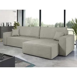 Mirjan24 Ecksofa Karl Maxi, Eckcouch, Couch mit Bettkasten und Schlaffunktion, L-Form, Ottomane universal, Dekorative Kissen-Set (Farbe: Lima 50) - Grau