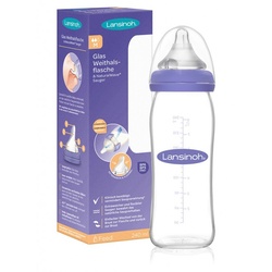 Lansinoh Glas Weithalsflasche mit NaturalWave Sauger Gr. M 240ml