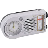 Oreilet Tragbares Radio mit Uhr, Wiederaufladbares Batteriebetriebenes FM AM SW Multiband-Radio, Outdoor-Notfall-Taschenradios für Zuhause, Outdoor, Geschenk, Senioren (Silver)