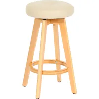 Mendler Barhocker Navan, Barstuhl Tresenhocker, Holz Kunstleder drehbar creme,