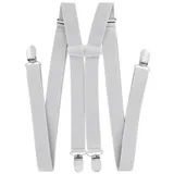 axy Hosenträger für Herren breit 2,5 cm in H-Form mit 4 Hosenträger Clips extra stark längenverstellbar (Lichtgrau) - Einheitsgröße