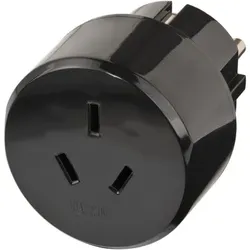 Reisestecker für Euro Steckdose und Australien & China Stecker, schwarz
