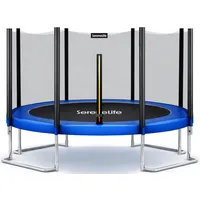 SereneLife Trampolin Outdoor Kinder – Ø 244/305/366 cm, ASTM-zertifiziert Mit Sicherheitsnetz & Randabdeckung, wetterfestes Gartentrampolin, stabile L-Form Füße