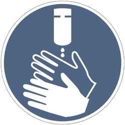 Aufkleber / Hinweisschild »Hände desinfizieren« (GBP 28), Ø 10 cm, 10 Stück blau, OTTO Office