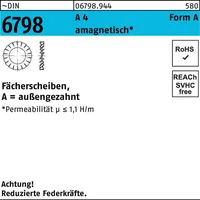  Fächerscheiben außengezahnt DIN 6798 Form A Edelstahl A4 Innen-ø