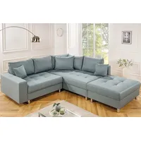 riess-ambiente Ecksofa KENT 220cm aqua, Set 2 Teile, Wohnzimmer · Couch · Stoff-Bezug · Federkern · inkl. Hocker · Design blau