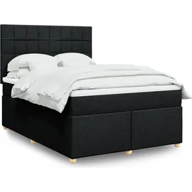 vidaXL Boxspringbett mit Matratze Schwarz 140x200 cm Stoff
