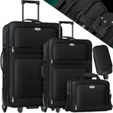 KESSER KESSER® 4tlg Trolley Kofferset Reisekoffer Set mit Rollen Komplettes Business 4er Set S M L XL Netzfach Rollen Teleskopgriff Koffer Reisetaschen Stoffkoffer Handgepäck